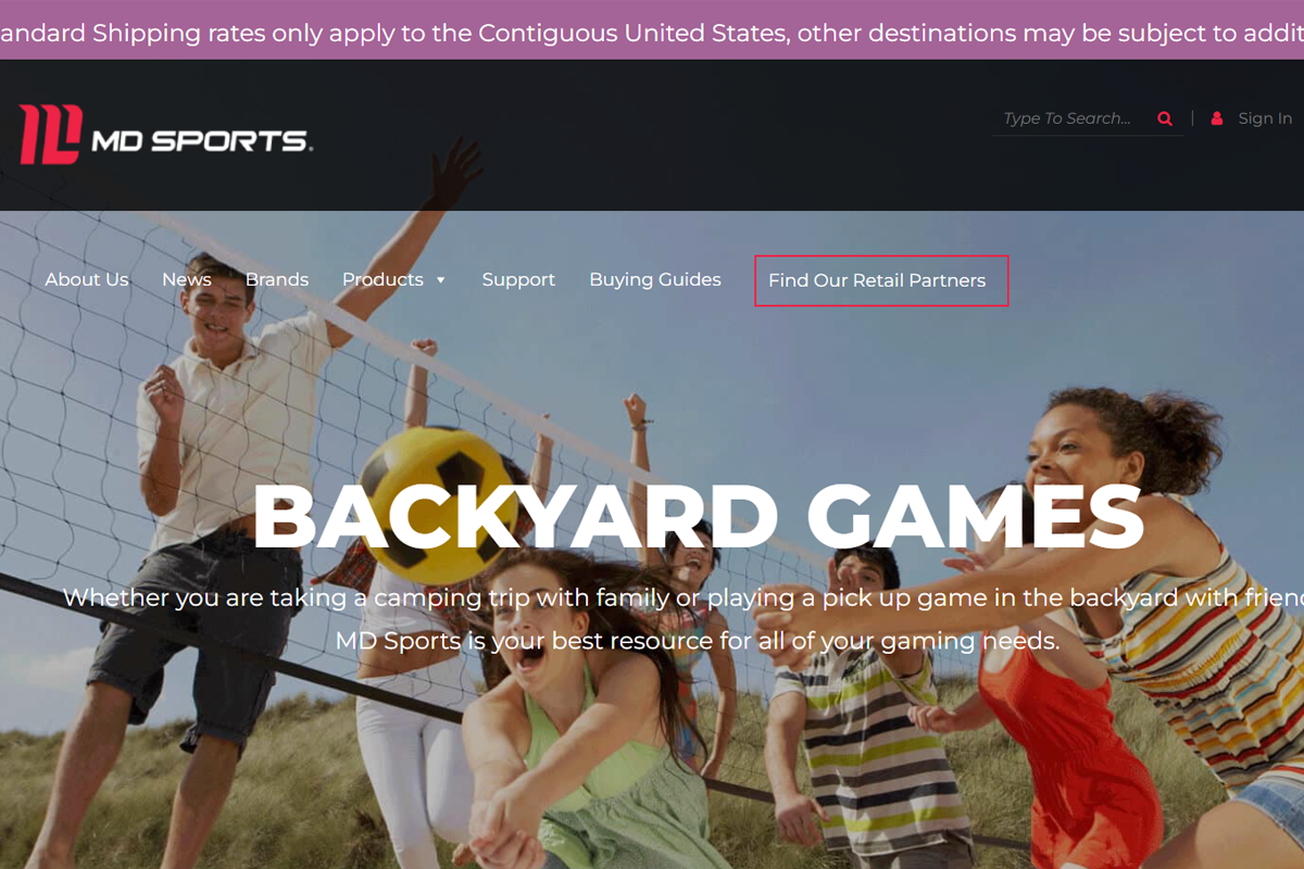 mdsports.com WordPress e-commerce website